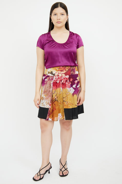 Etro Yellow & Multi Floral Print Skirt