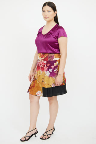 Etro Yellow & Multi Floral Print Skirt