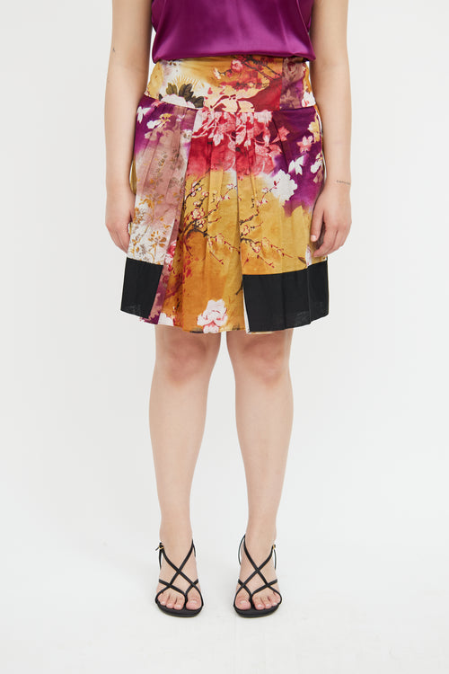 Etro Yellow & Multi Floral Print Skirt