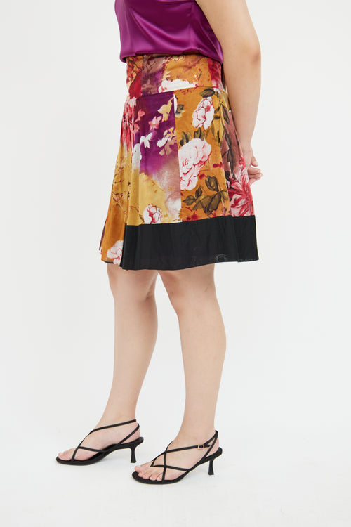 Etro Yellow & Multi Floral Print Skirt