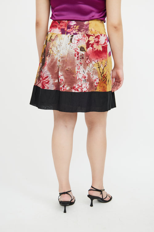 Etro Yellow & Multi Floral Print Skirt