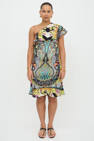 Etro Silk Paisley One Shoulder Dress