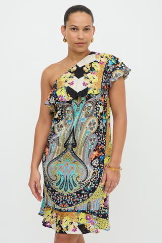 Etro Silk Paisley One Shoulder Dress