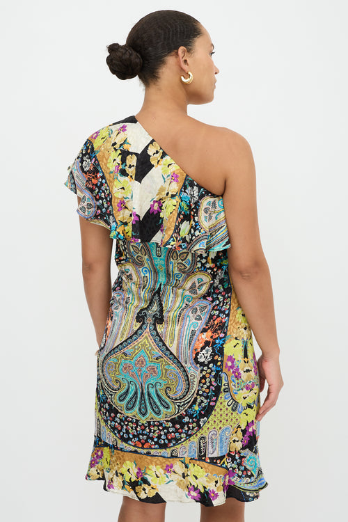 Etro Silk Paisley One Shoulder Dress