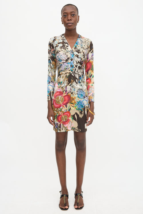 Etro Silk Satin Floral Dress