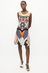 Etro Spring 2012 Beige & Multi Silk Print Dress