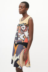 Etro Spring 2012 Beige & Multi Silk Print Dress