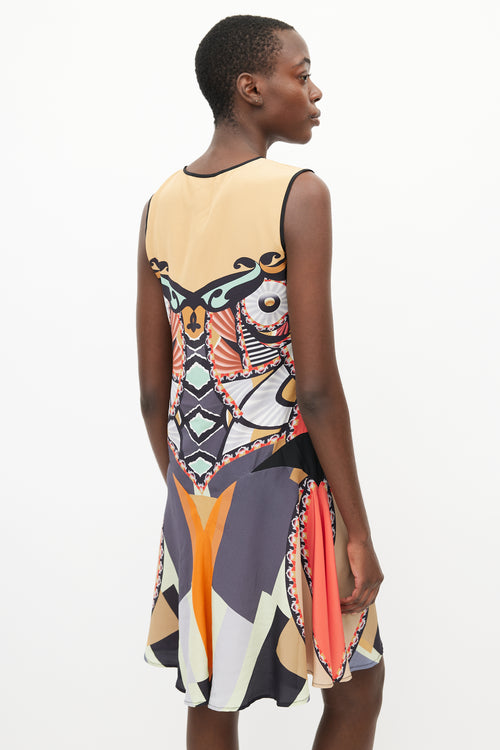 Etro Spring 2012 Beige & Multi Silk Print Dress
