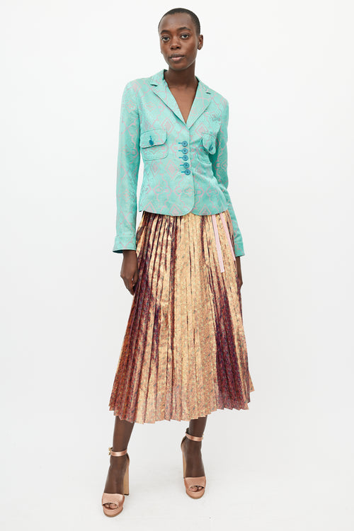 Etro Turquoise & Pink Brocade Blazer