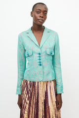 Etro Turquoise & Pink Brocade Blazer
