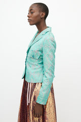 Etro Turquoise & Pink Brocade Blazer