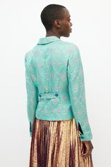Etro Turquoise & Pink Brocade Blazer