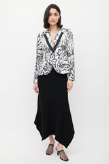 Etro White & Black Linen Floral Blazer