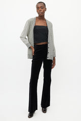 Etro White & Black Print V-Neck Cardigan