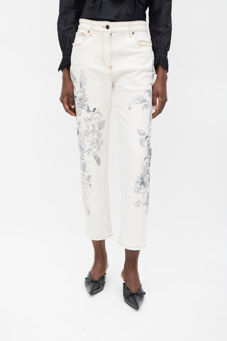 Etro White & Grey Printed Jeans