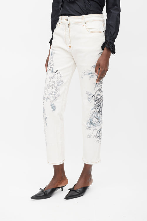 Etro White & Grey Printed Jeans