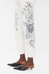 Etro White & Grey Printed Jeans