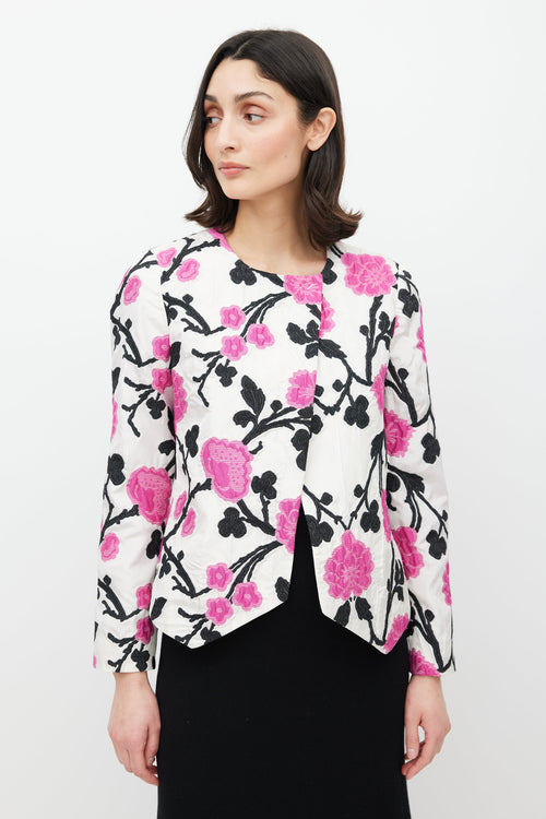 Etro White & Multicolour Floral Silk Jacket
