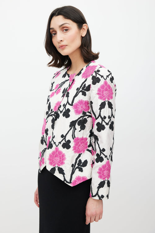 Etro White & Multicolour Floral Silk Jacket