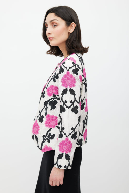 Etro White & Multicolour Floral Silk Jacket