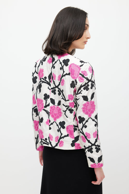 Etro White & Multicolour Floral Silk Jacket