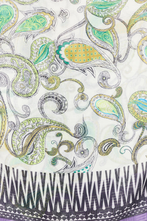 Etro White & Multicolour Paisley Fringe Scarf