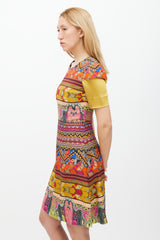 Etro Yellow & Multicolour Geometric Sheath Dress