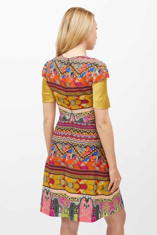 Etro Yellow & Multicolour Geometric Sheath Dress