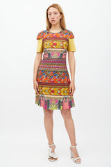 Etro Yellow & Multicolour Geometric Sheath Dress