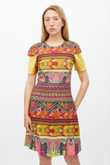 Etro Yellow & Multicolour Geometric Sheath Dress