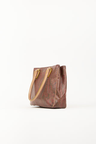 Etro Brown Leather Paisley Bag