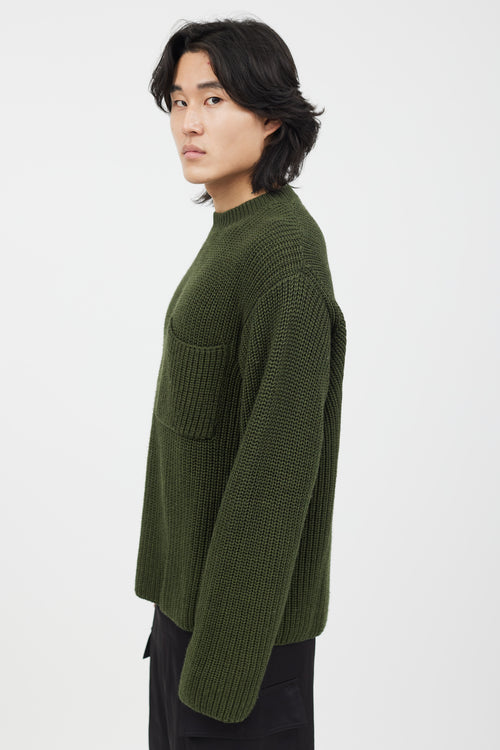 Études Green Knit Pocket Sweater