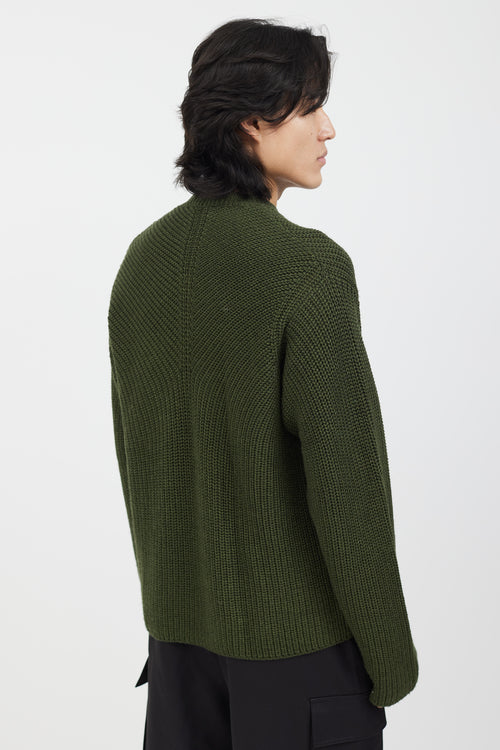 Études Green Knit Pocket Sweater