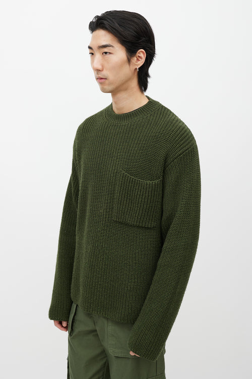 Etudes Green Wool Ribbed Knit Sweater