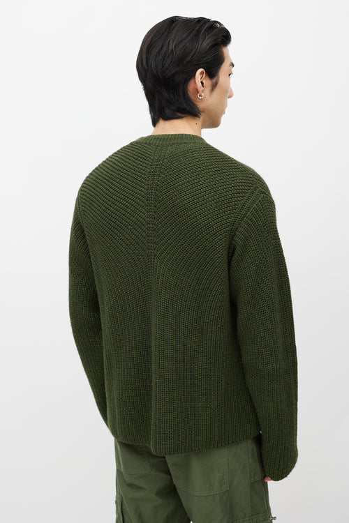 Etudes Green Wool Ribbed Knit Sweater