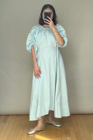 Blue Nylon Ruched Dress