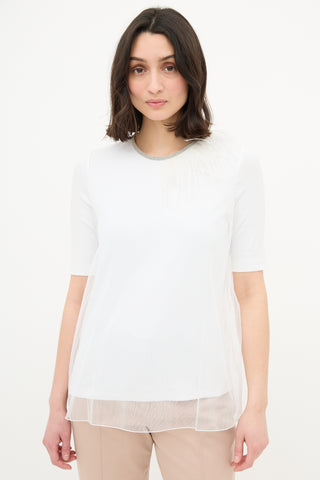 Fabiana Filippi Mesh Overlay Fringe Shirt