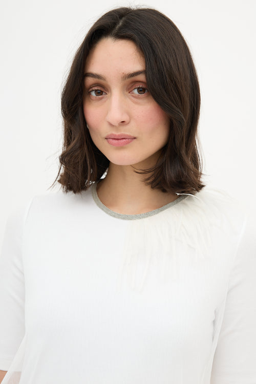 Fabiana Filippi Mesh Overlay Fringe Shirt