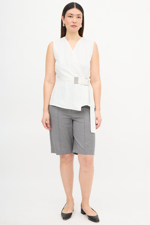 Fabiana Filippi Linen Belt Wrap Blouse