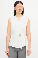 Fabiana Filippi Linen Belt Wrap Blouse