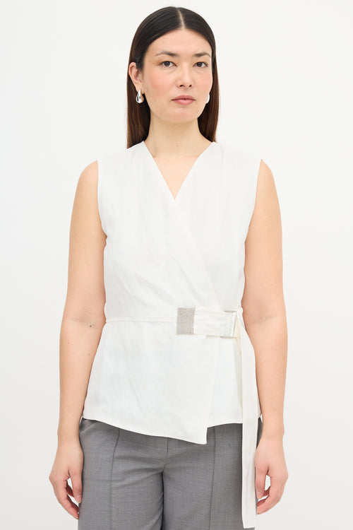 Fabiana Filippi Linen Belt Wrap Blouse