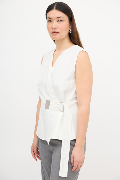 Fabiana Filippi Linen Belt Wrap Blouse