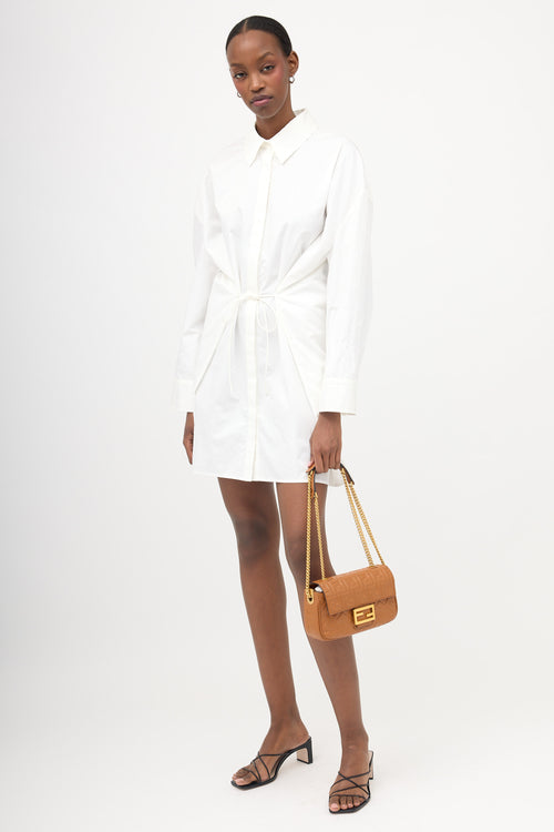Fendi Leather Monogram Midi Baguette Bag