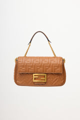 Fendi Leather Monogram Midi Baguette Bag