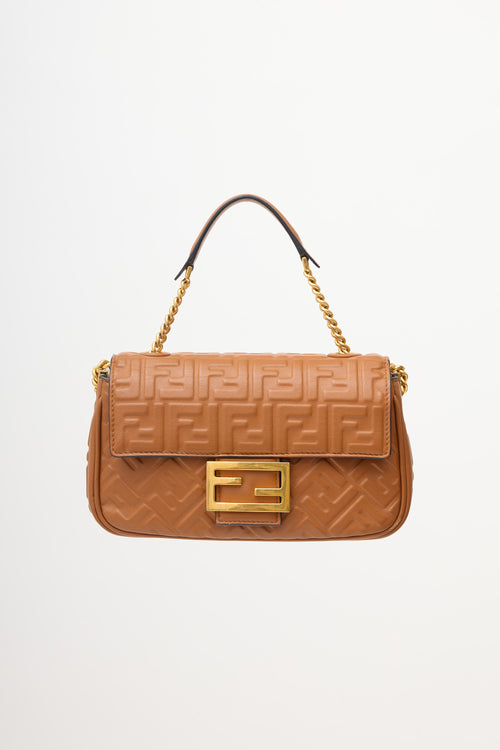Fendi Leather Monogram Midi Baguette Bag
