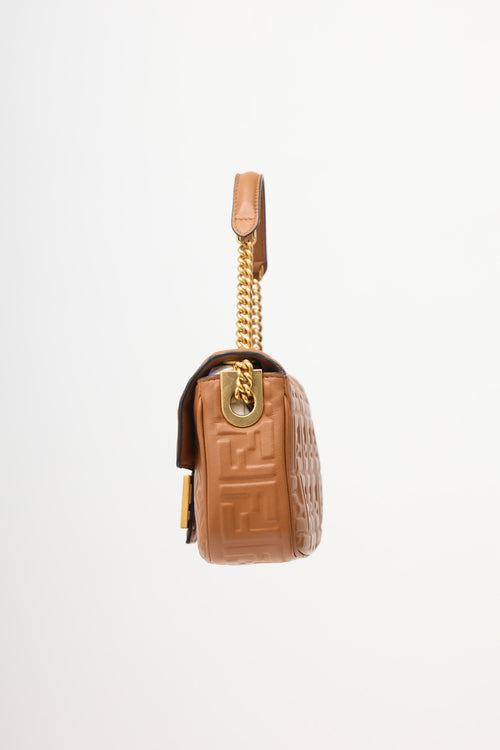 Fendi Leather Monogram Midi Baguette Bag