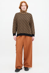 Fendi Brown & Black Cashmere Zucca Sweater