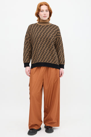 Fendi Brown & Black Cashmere Zucca Sweater