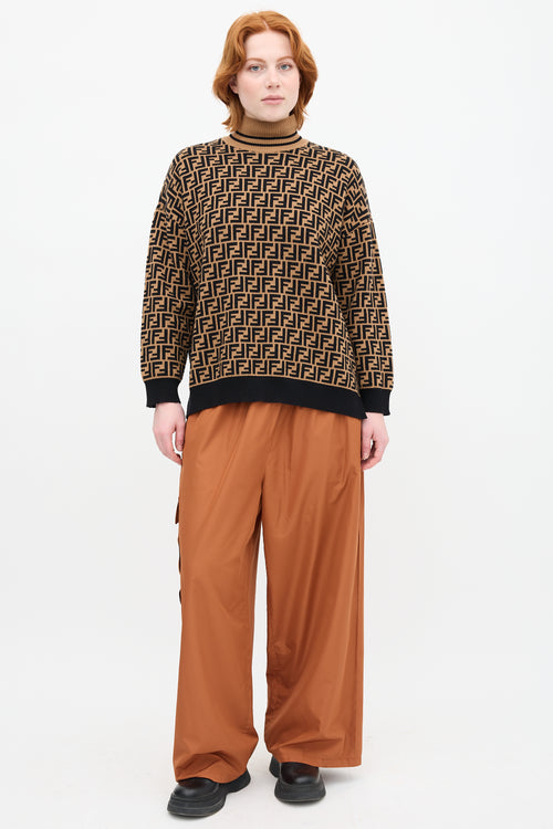Fendi Brown & Black Cashmere Zucca Sweater
