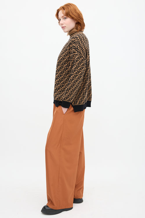 Fendi Brown & Black Cashmere Zucca Sweater